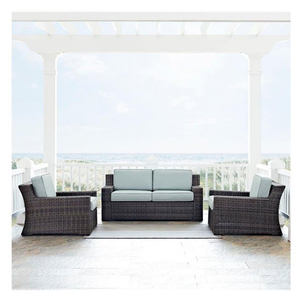 Veranda Beaufort  Wicker Patio Sofa Set In Brown and Mist, 3PK VE374324